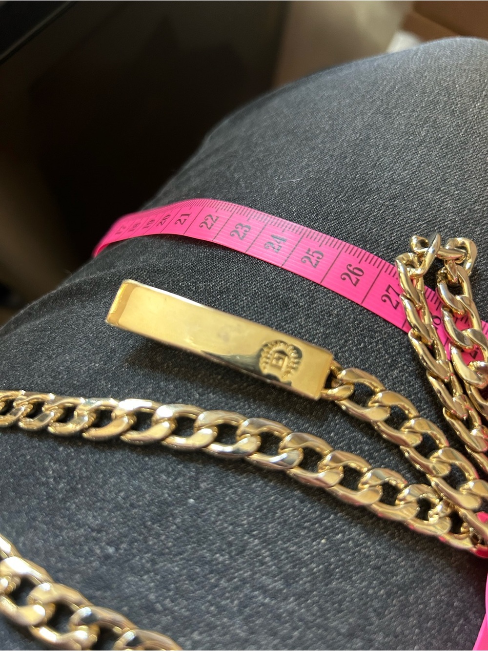 Gold tone metal belt